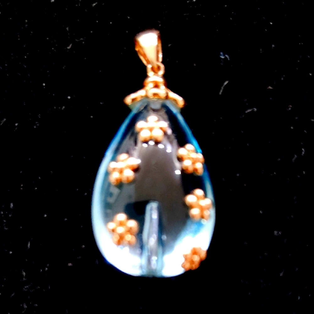 Elegant 14k Gold With Aquamarine Blue Stone